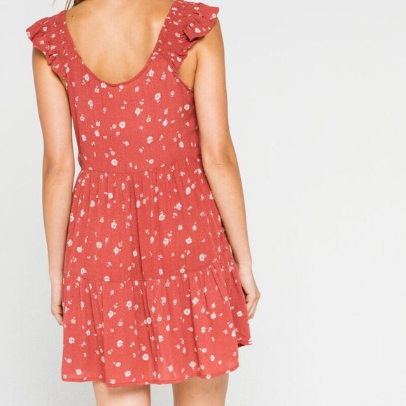Sky and Sparrow Rust Floral Mini Dress - Picture 2 of 6